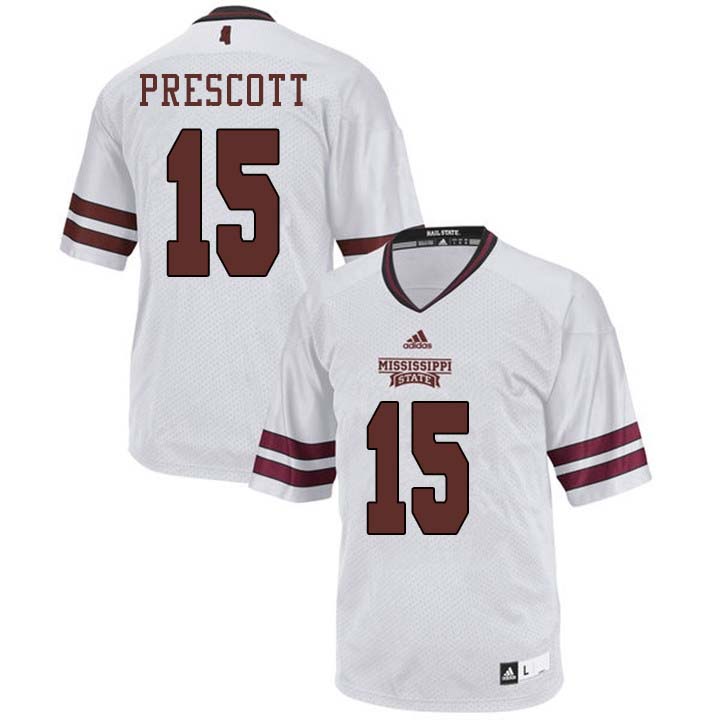 Men #15 Dak Prescott Mississippi State Bulldogs College Football Jerseys Sale-White